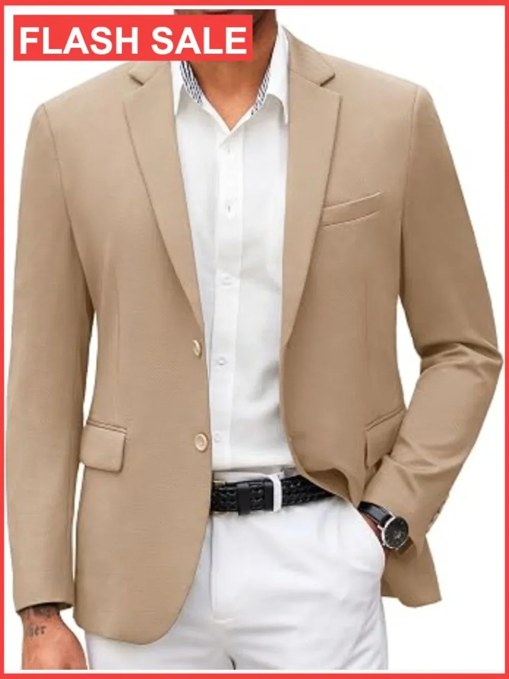 Slim Fit Knit Blazer Two Button Notch Lapel Lightweight Sport Coat